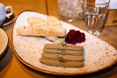 Close-up of cake in plate on table