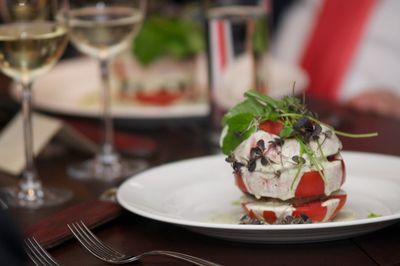 Close-up of dessert in plate on table