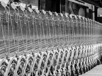 View of shopping carts in row