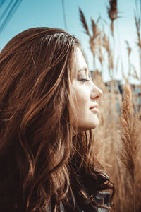 Close-up portrait of a young woman