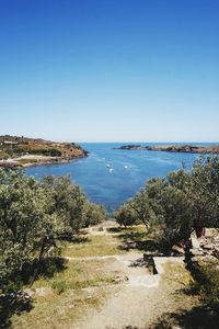 Scenic view of sea against clear sky