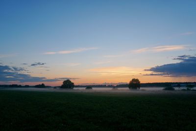 Scenic view of field against sky during sunset