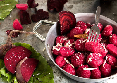 Close-up of strawberries in bowl