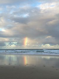 Scenic view of sea against cloudy sky