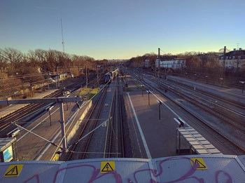 Railroad tracks in city