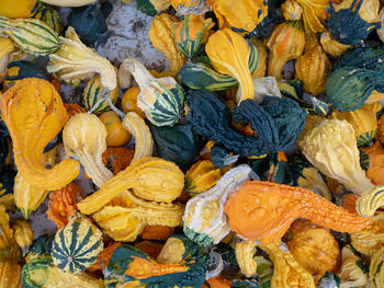 Full frame shot of pumpkins for sale at market