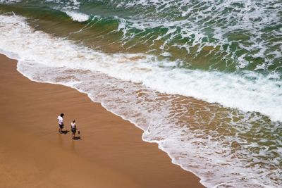 High angle view of people on beach