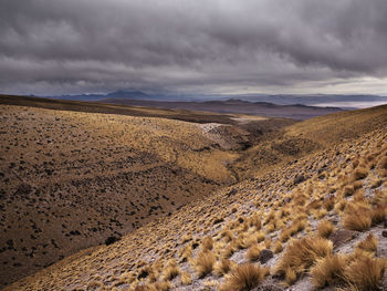 Scenic view of arid landscape against sky