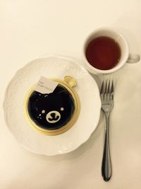 High angle view of coffee on table