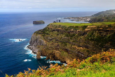 High angle view of sea against sky