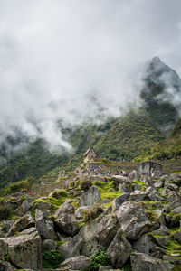 Aerial view of mountains against sky