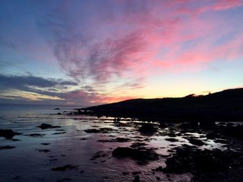 Scenic view of sea against sky at sunset