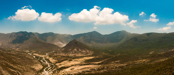 Panoramic view of mountains against sky