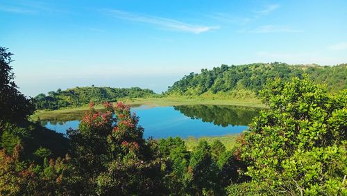 Scenic view of lake against sky