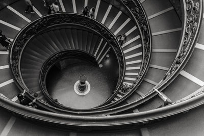 High angle view of spiral staircase in vatican museums
