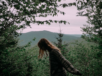 Girl and mountains view 