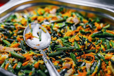 High angle view of food on table