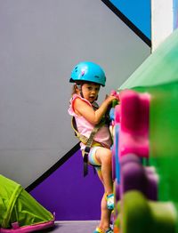 Boy playing in playground