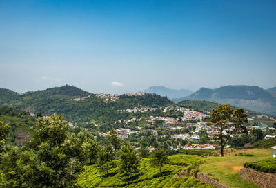 Scenic view of townscape against sky