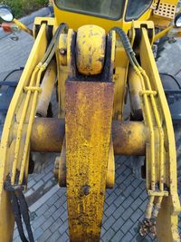 High angle view of rusty machine part