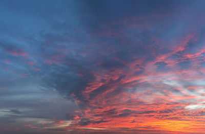 Low angle view of cloudy sky during sunset