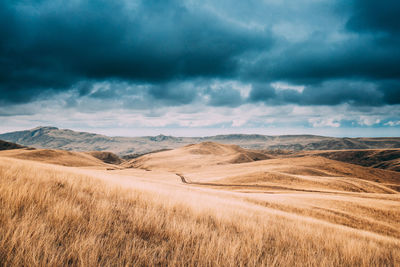 Scenic view of landscape against cloudy sky