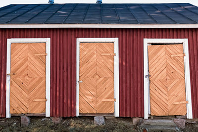 Closed door of house