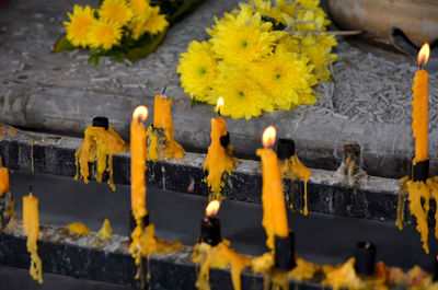 Yellow flowers on temple