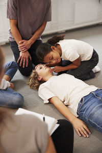 Teachers giving first aid training