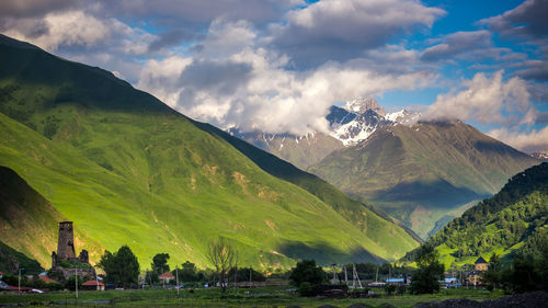 Scenic view of mountains against sky