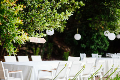 Close-up of table and chairs