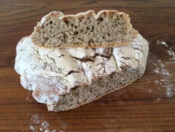 Close-up of bread on cutting board