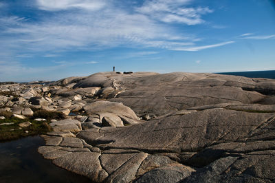 Rock formations on land against sky