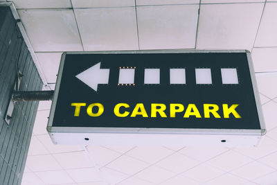 Close-up of information sign