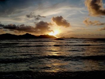 Scenic view of sea at sunset