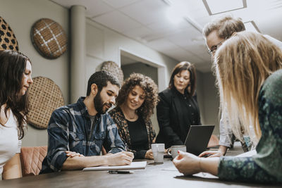 People talking during business meeting