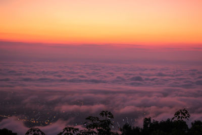 Scenic view of dramatic sky during sunset