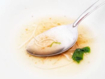 High angle view of food in plate