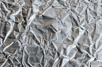 Full frame shot of crumpled foil