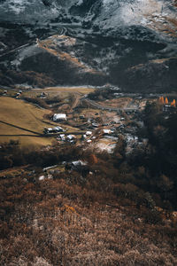 High angle view of landscape, winter season