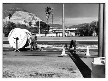 People walking on road