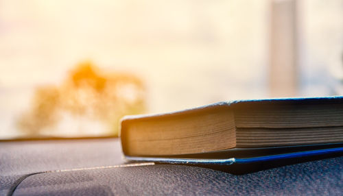 Close-up of book on table