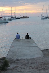 Scenic view of sea against sky during sunset