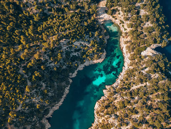 High angle view of sea