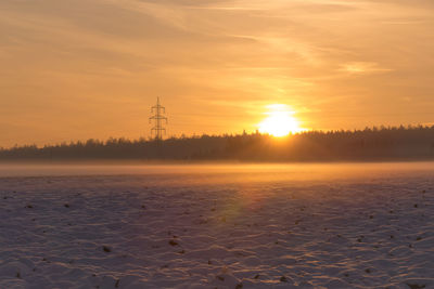 Scenic view of land during sunset