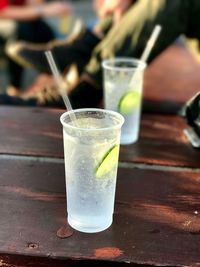 Close-up of drinks on table