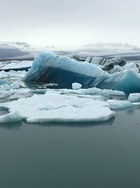 Scenic view of frozen sea against sky