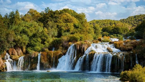 Scenic view of waterfall