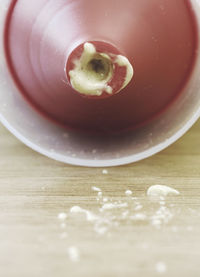 High angle view of ice cream on table