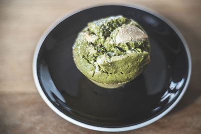 High angle view of food in bowl on table